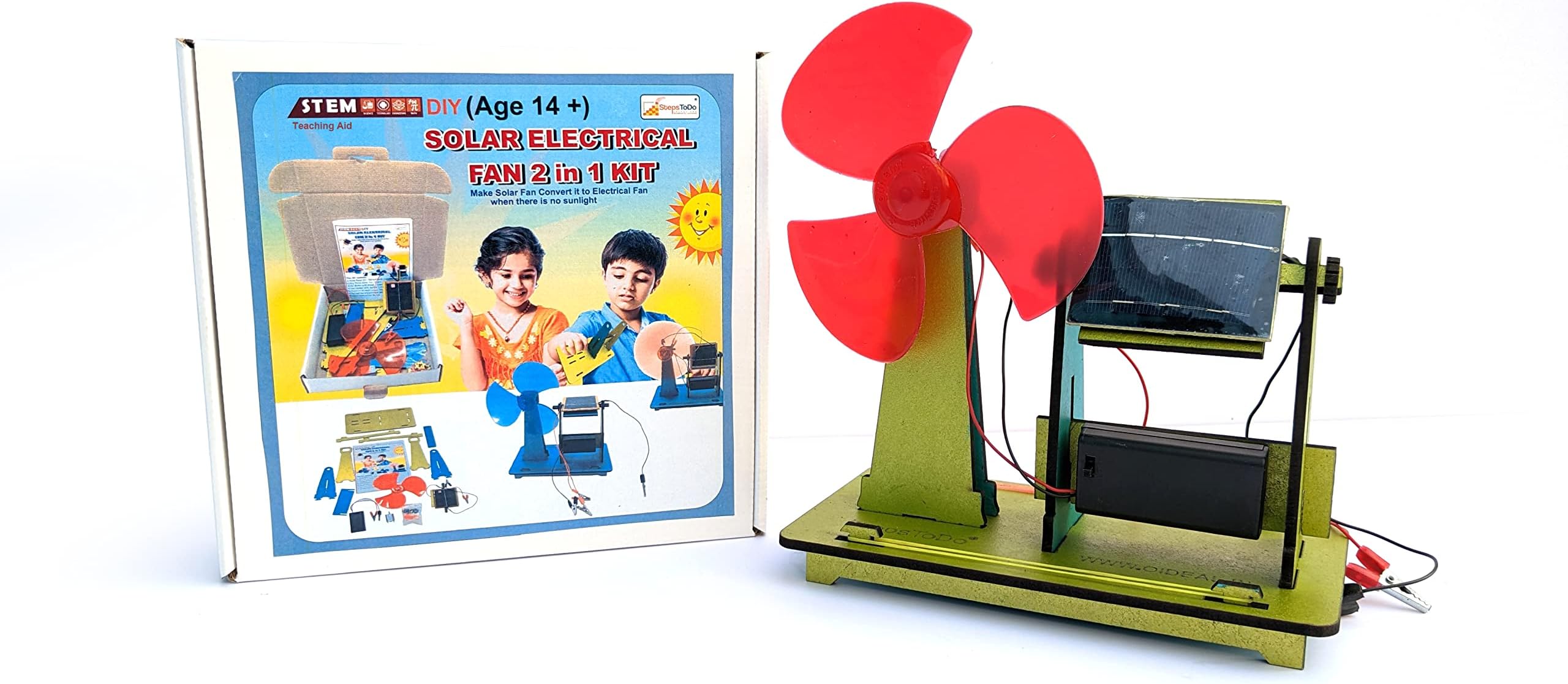 Solar and Electrical Fan Making Kit. Two in One. DIY Science Project. Educational Gift.Teaching and Learning Aid Solar Energy Demonstration Model