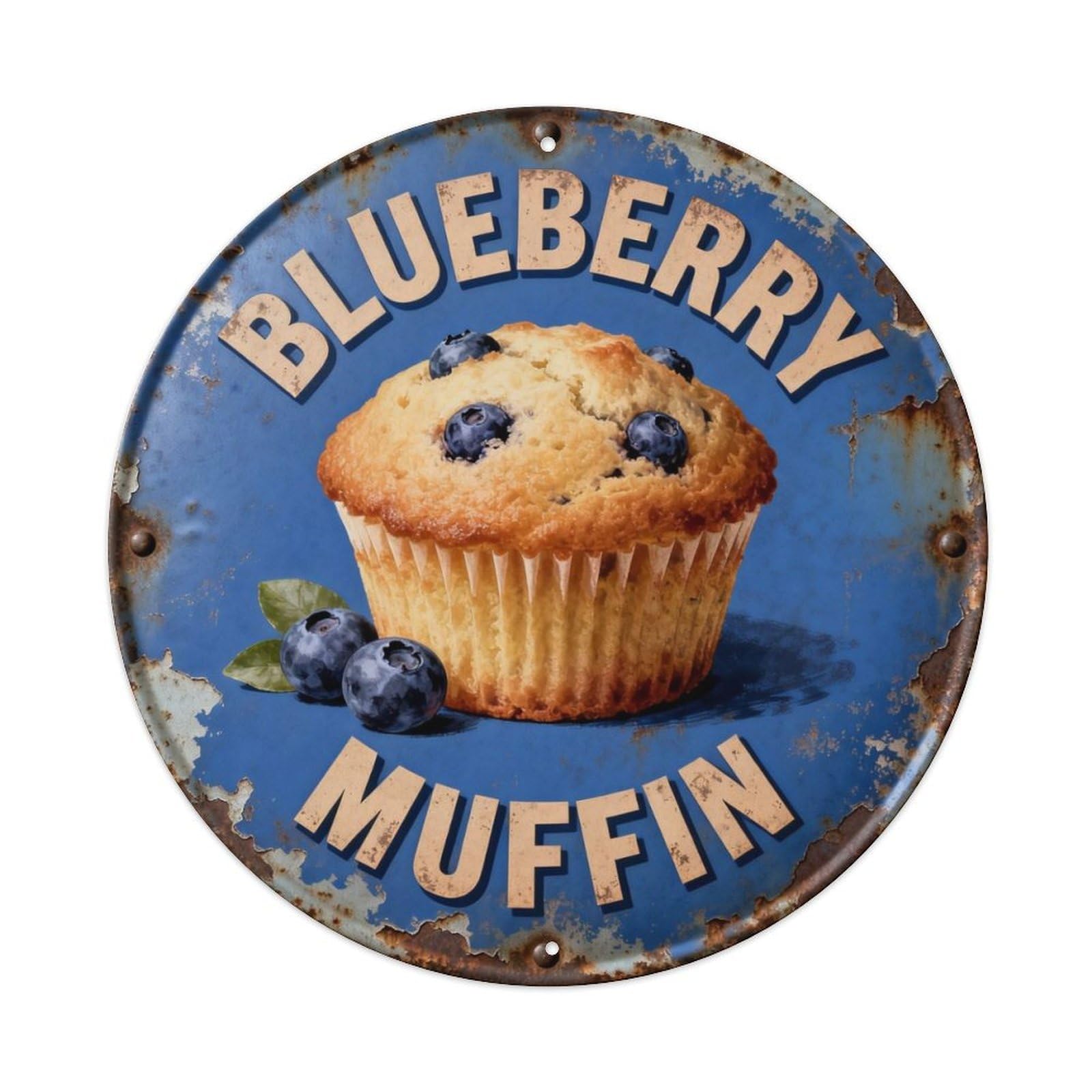 Blueberry Muffin Metal Tin Sign Plaque