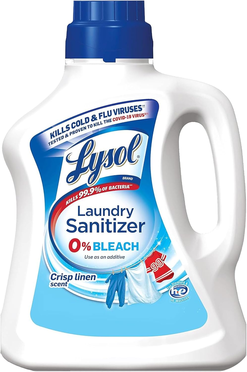 Lysol Disinfectant Laundry Sanitizer &amp; Scent Booster, Laundry Detergent Additive, Color Safe Bleach Alternative, Laundry Odor Eliminator, Kills Bacteria &amp; Viruses, Crisp Linen Scent, 90 Fl Oz
