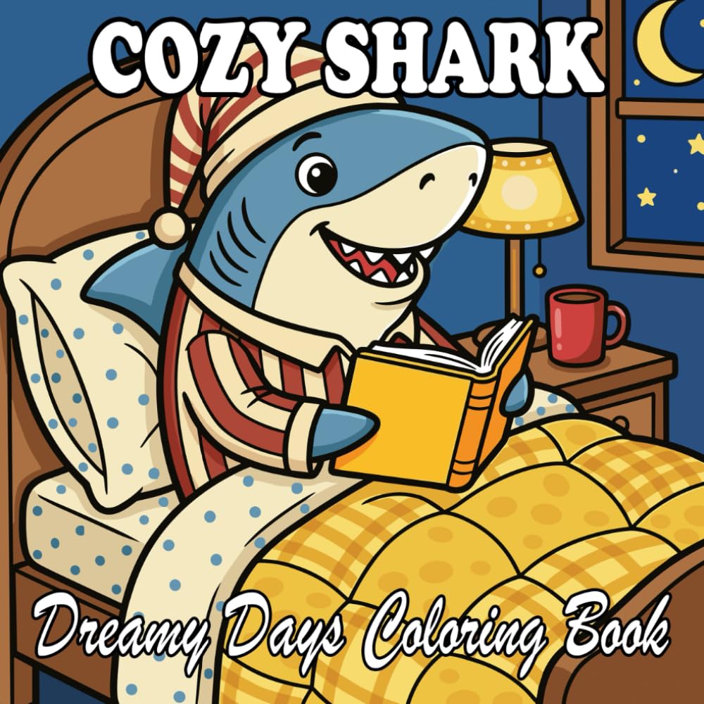 Shark Coloring Book: Cute & Cozy Shark Scenes for Kids and Adults