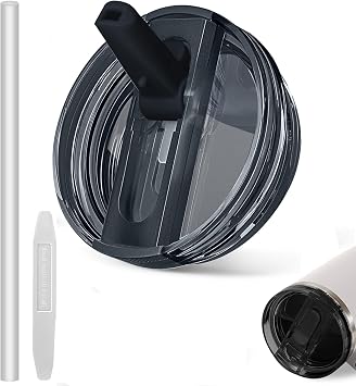 40oz Leakproof Lids for Stanley Cup - Tumbler Detachable Flip Straw Lid,Lids Replacement for Stanley Cups,Travel Cup Accessories,Set with Cover,Straw,Non Spill Lid, Detachable Tool Black-1PCS