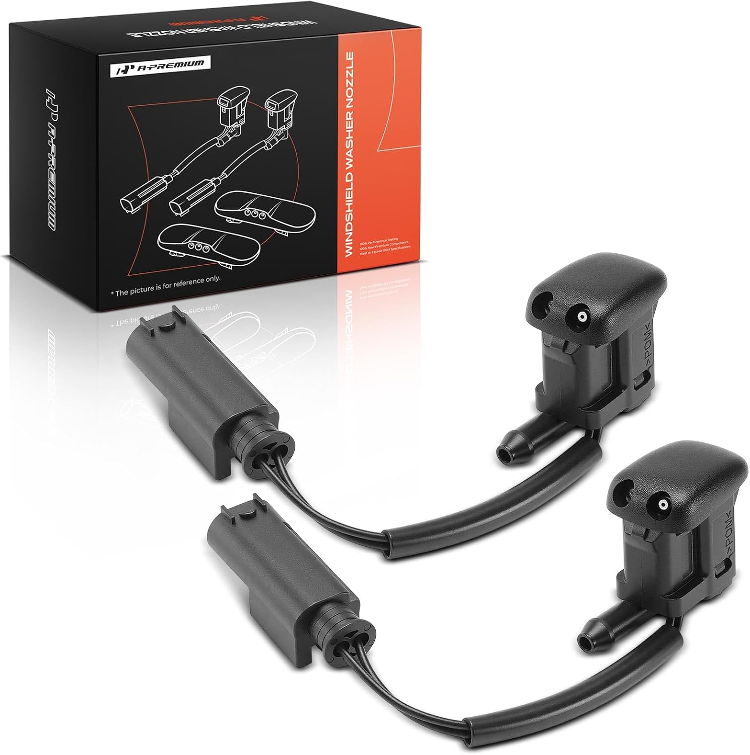 A-Premium Set of 2 Front Windshield Washer Nozzle Spray Jet Heating Compatible with BMW 530i 2001-2003, 540i 1997-2003, 525i 2001-2003, M5 2000-2003, E39 Series 528i 1997-2000, Replace# 61668361039