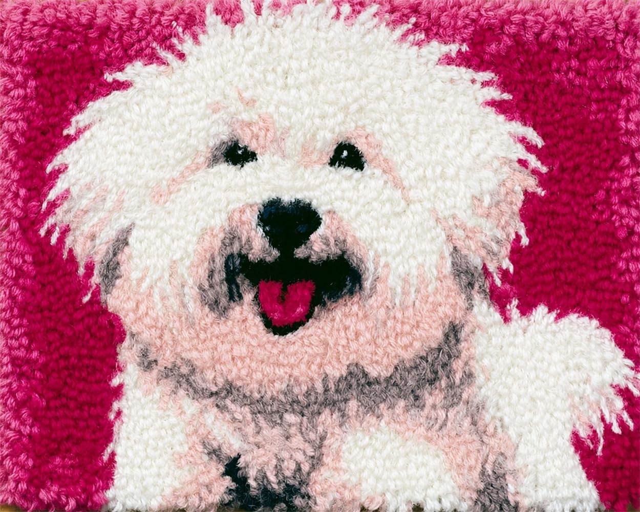 Fwrtycb Multicolor Latch Hook Rug Kits,Bichon Frise Dog