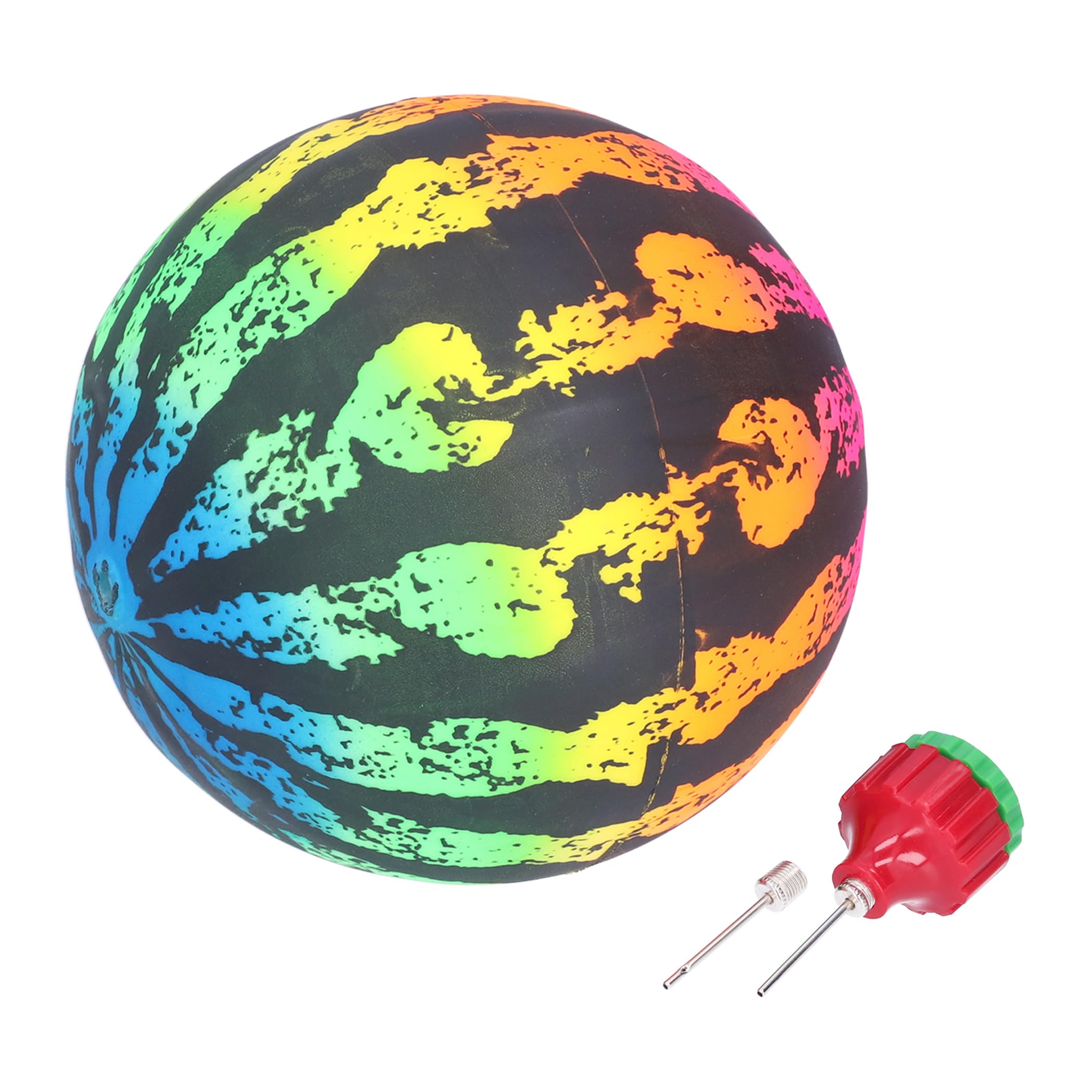 Balle Pastèque Gonflable Pour Piscine – Jouet Aquatique Qui Coule Puis Remonte, Idéal Pour Jeux Sous-marins, Dribbles Et Rebonds – Diamètre 20-22 Cm – Lot Avec Adaptateur Et Pompe