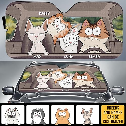 Miniatura 3 de Pawfect House Parasol para parabrisas, regalo de gato para amantes de los gatos, regalos de mamá de gato, regalos temáticos de gatos para mujeres,