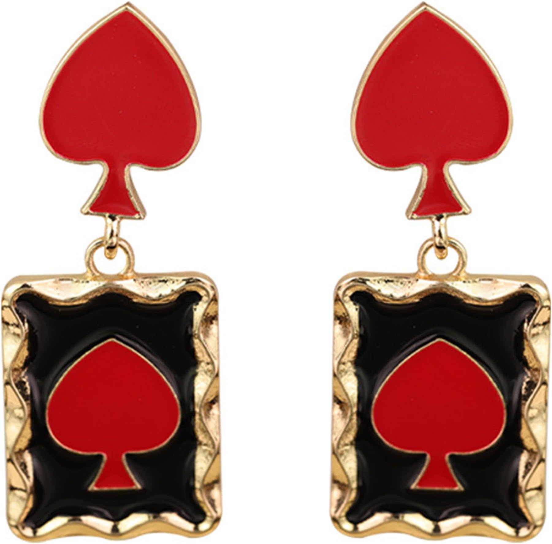 Red Heart Poker Dangle Earrings for Women Black Playing Card Earrings Red Heart Ace Poker Card Ear-rings Jewelry Accessories