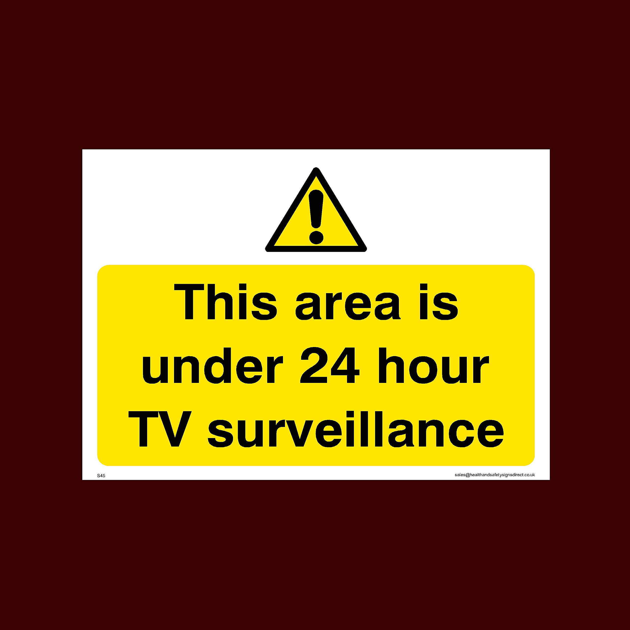 Ussp&S This Area Is Under 24 Hour Surveillance Sticker/Self Adhesive Sign (S45) - Cctv, Security, Warning, Alarmed, Surveillance, Camera, Dogs, Premises