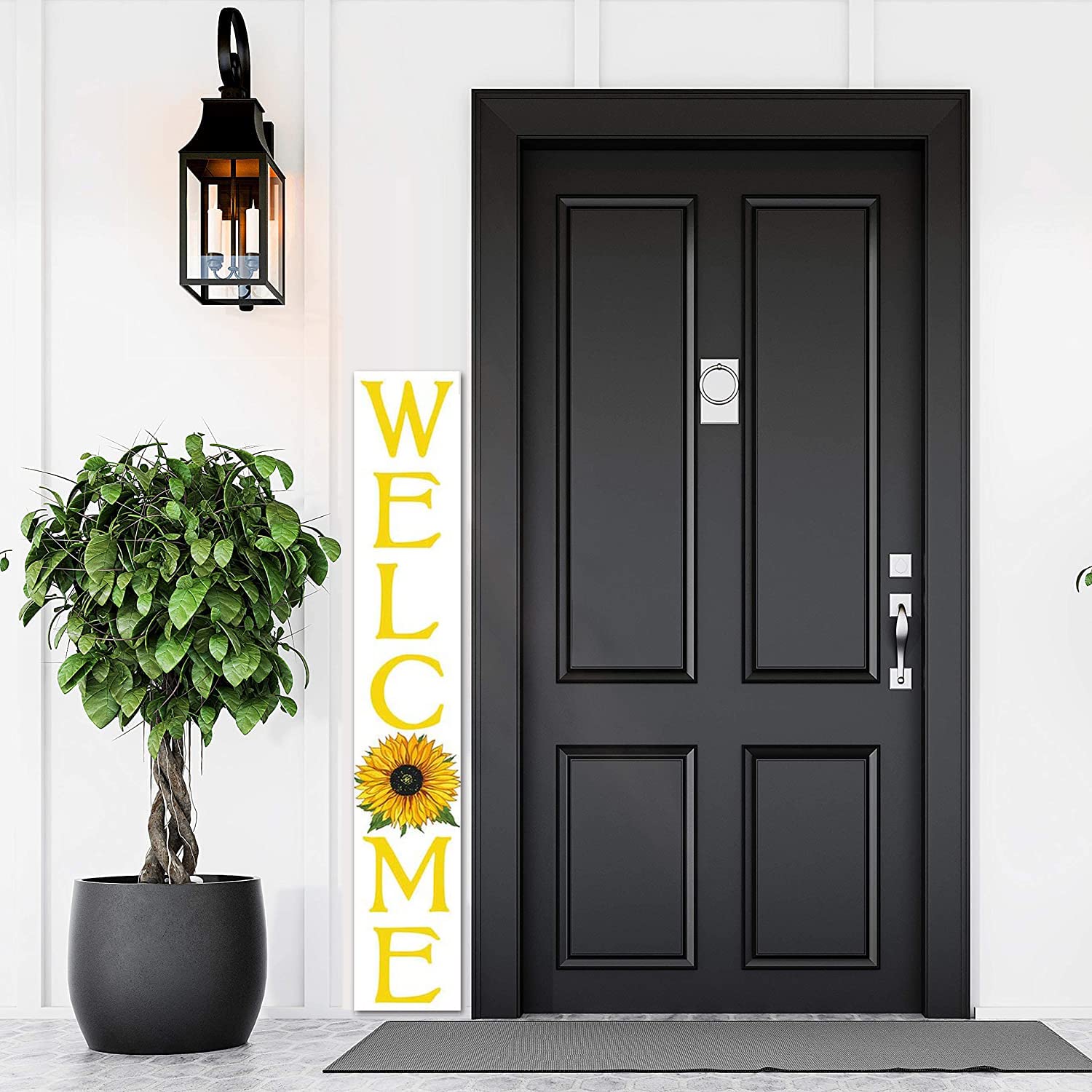 KMszsm Sonnenblumen/vertikales Veranda-Schild mit Blumen/Veranda, Willkommensblumen-Schild/Veranda-Neigbar/Veranda-Schild/Außenschild, 20,3 x 121,9 cm