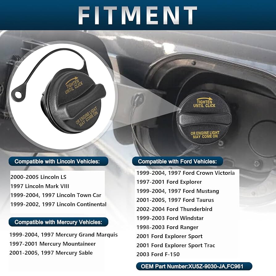 Gas Cap Replacement FC961 (XU5Z-9030-JA) For Ford, Lincoln, Mercury (1997-2005 Models)