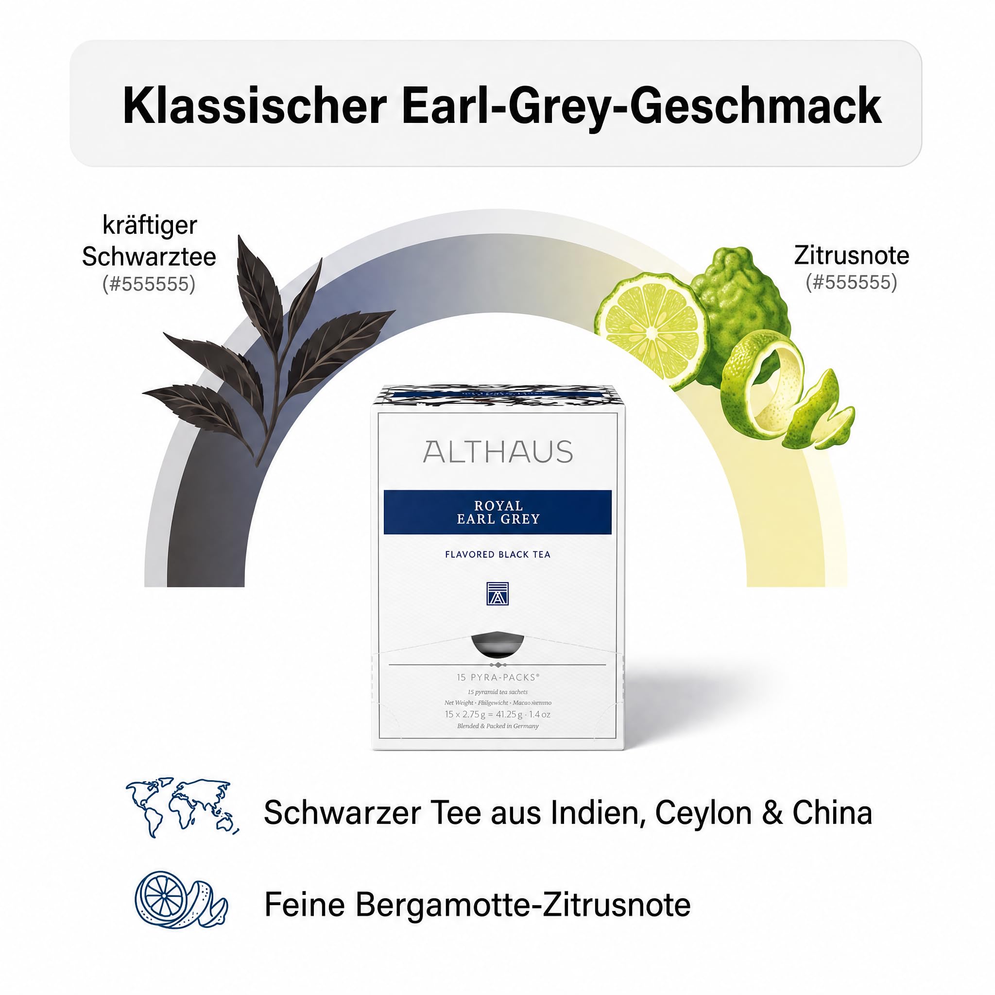 4 x Althaus Tee Set, Royal Earl Grey, Pyramidenbeutel, 60 Stück, aromatisierter Schwarzer Tee mit Bergamotte, Pyramiden-Teebeutel einzeln verpackt, premium Schwarztee
