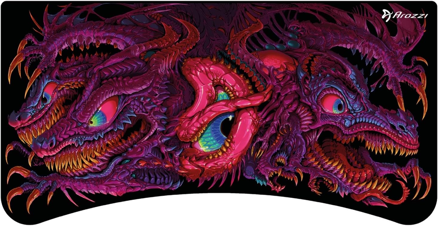 Arozzi Arena Gaming Desk Mat, Full Surface Custom DeskPad, Interchangeable, Water Resistant & Washable Computer Desk Mouse Pad with Stitched Edges (D045)