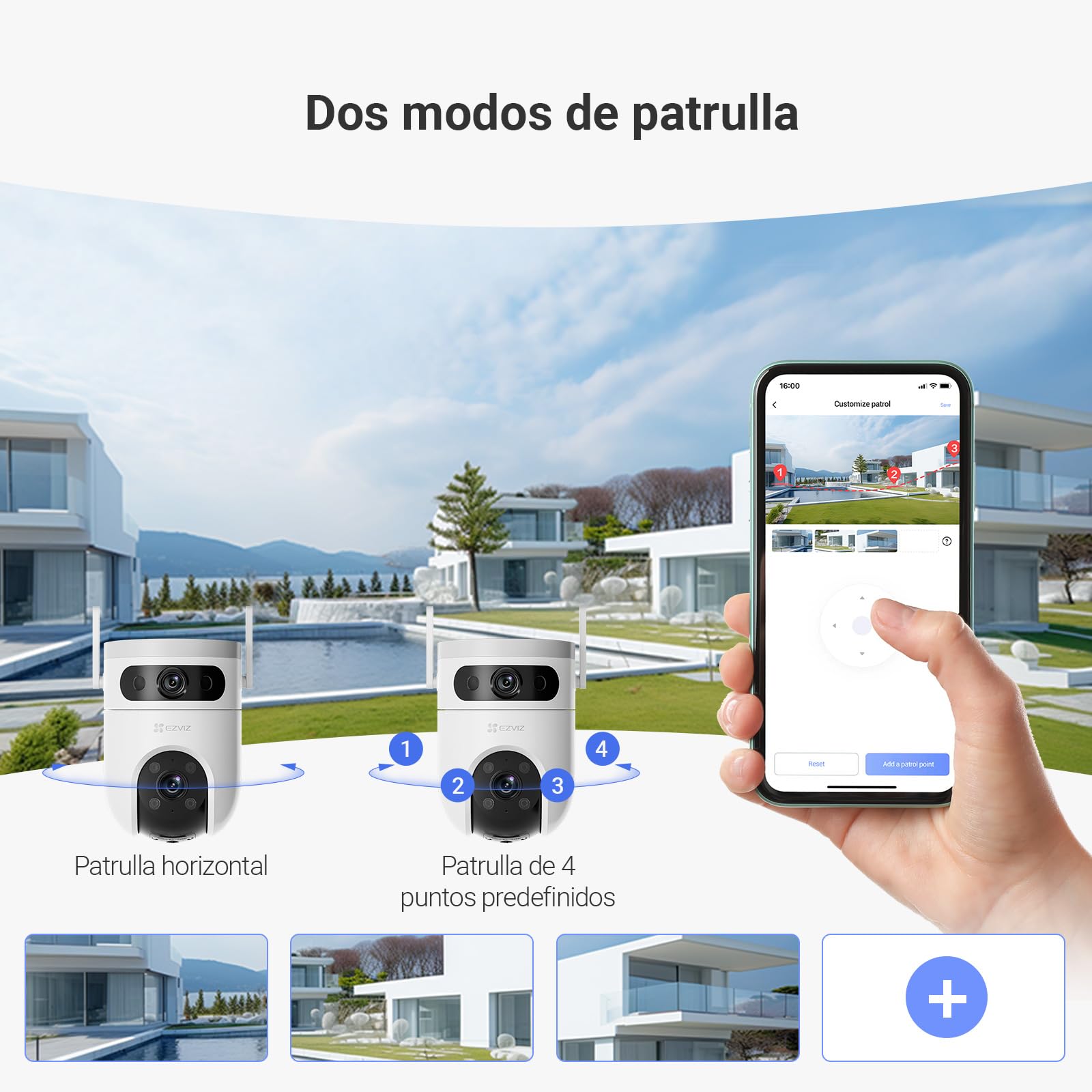 EZVIZ H9c 4G/WiFi Cámara de Vigilancia Exterior, 3K + 3K, Doble Lente, Detección IA Humano/Vehículo, Seguimiento Automático, Visión Nocturna en Color 40m, Ideal Fincas y Obras