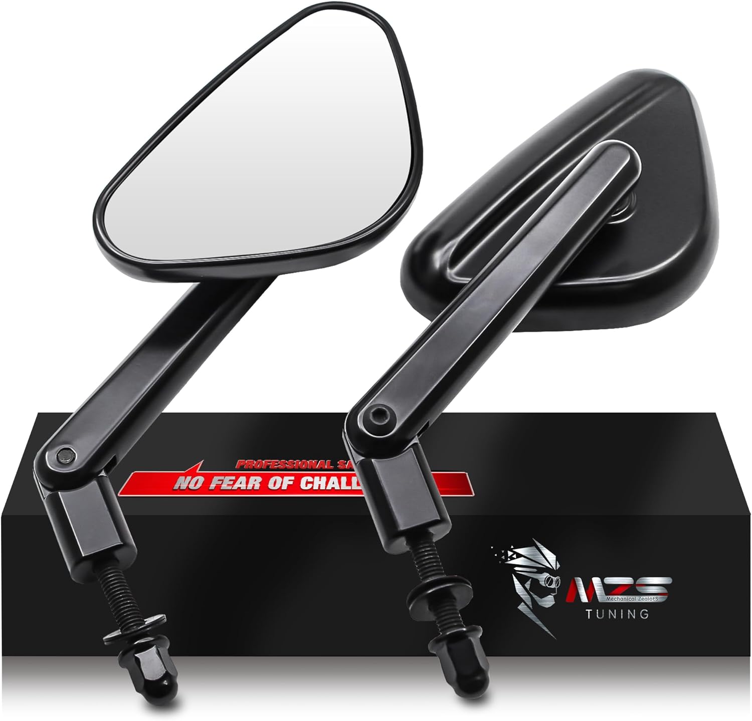 MZS Motorcycle Mirrors, Foldable Touring Rear View Side Mirror with M8 Bolts Black Compatible with Sportster Road Glide Electra Street Glide Road King Dyna Softail Vrod 1982-2025