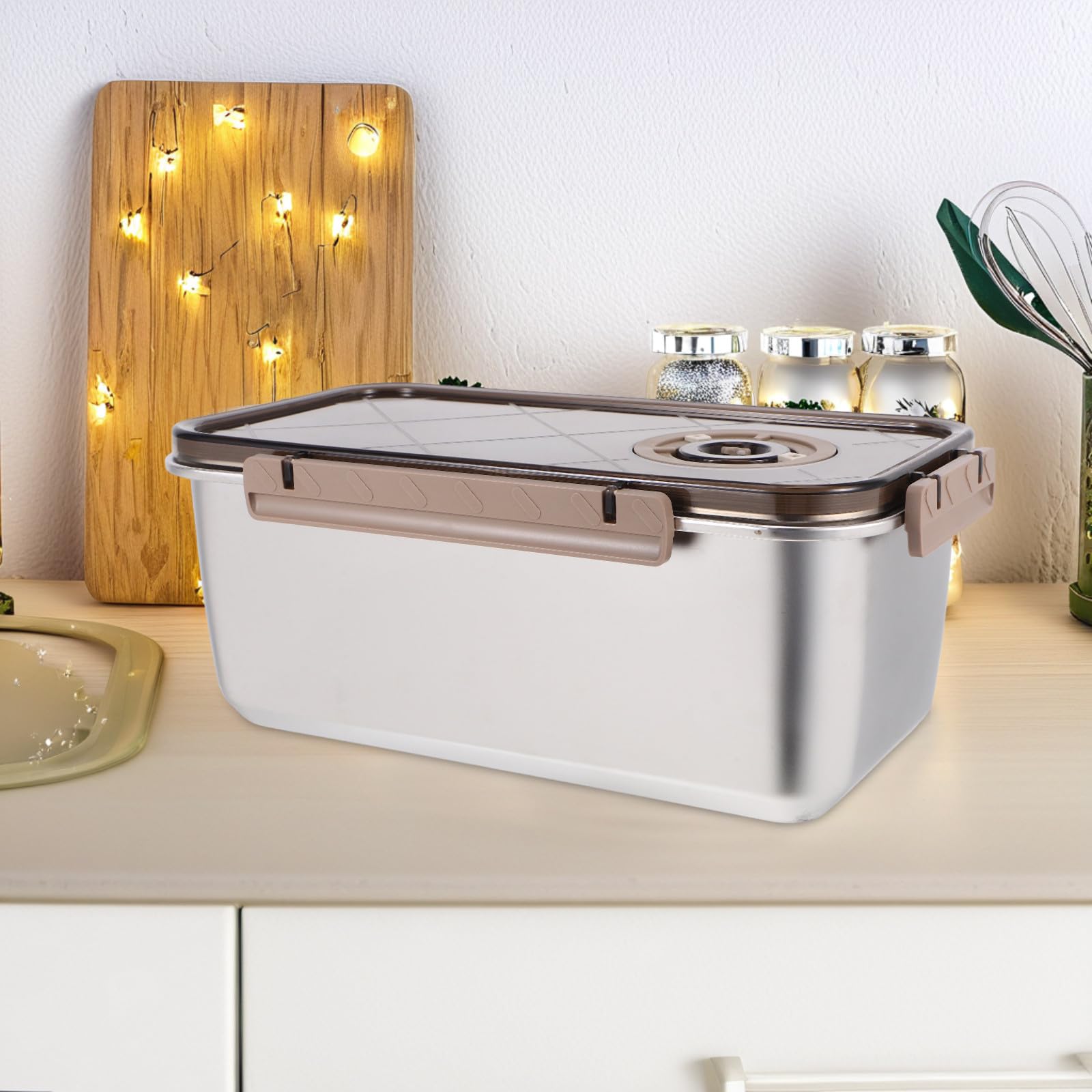 DOITOOL Edelstahl Frischebox 5,8l Luftdichte Aufbewahrungsbox mit Deckel Stapelbar für Vorratskammer und Frisches Obst Sowie Vorgeschnittenes Lebensmittelaufbewahrung