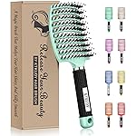 KTKUDY Detangling Brush Boar Bristles HairBrush Make Hair Shiny & Healthier Curved and Vented Detangler Brush for Women Men Kids Wet and Dry Hair (Turquoise)