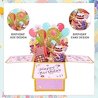 Vista 3 de Tarjeta desplegable de feliz cumpleaños, tarjeta creativa de cumpleaños 3D con sobre clásico y nota de escritura, caja desplegable de feliz