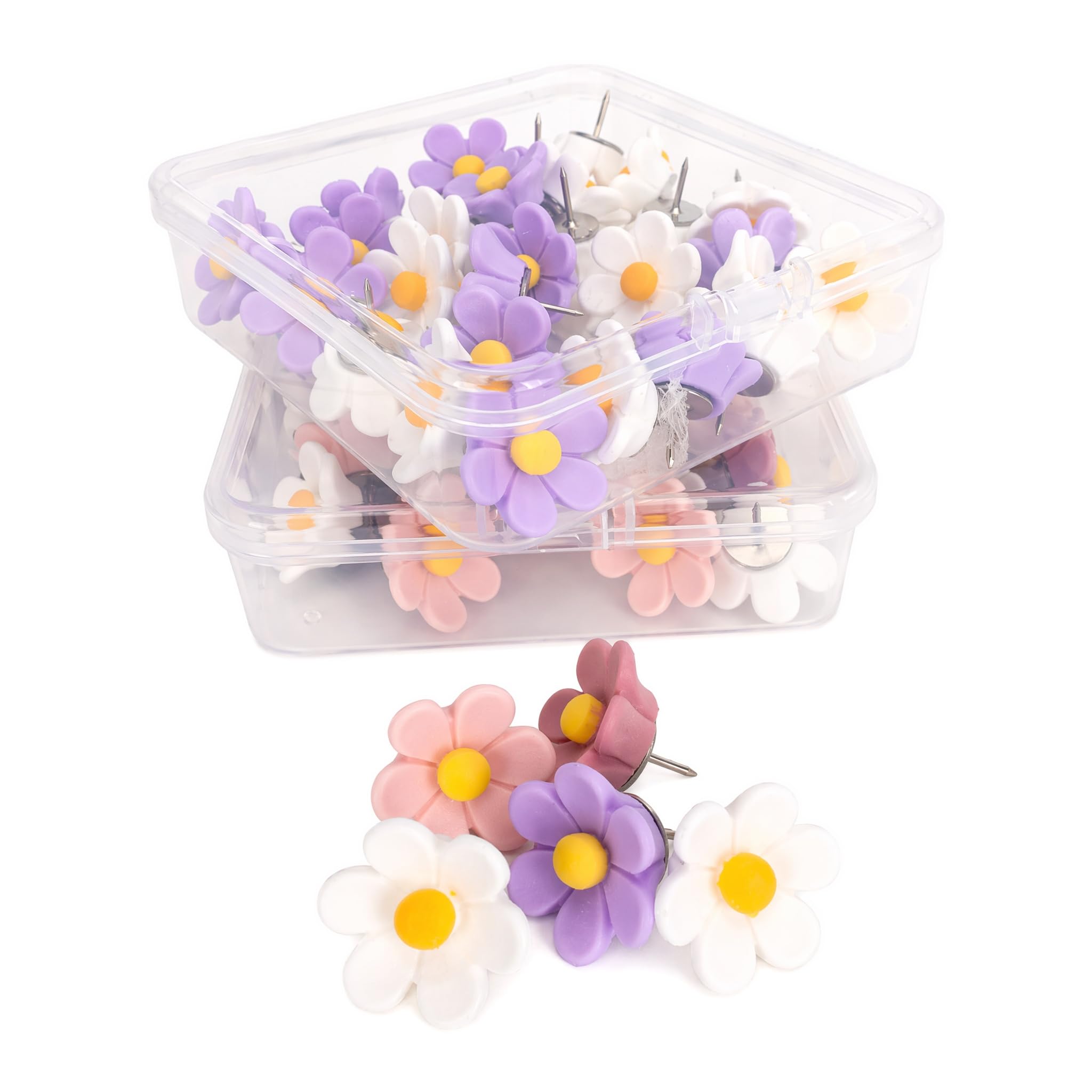 60PCS Push Pins for Cork Board, Colorful Drawing Pins for Notice Board, Durable Cork Board & Pin Board for Office, Classroom, Home Wall Display, Students Teachers Office Staff (Purple + Pink)