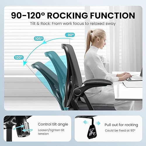 Miniatura 7 de Silla de oficina, sillas ergonómicas de escritorio para computadora en casa, cómoda silla de malla transpirable con soporte lumbar ajustable,
