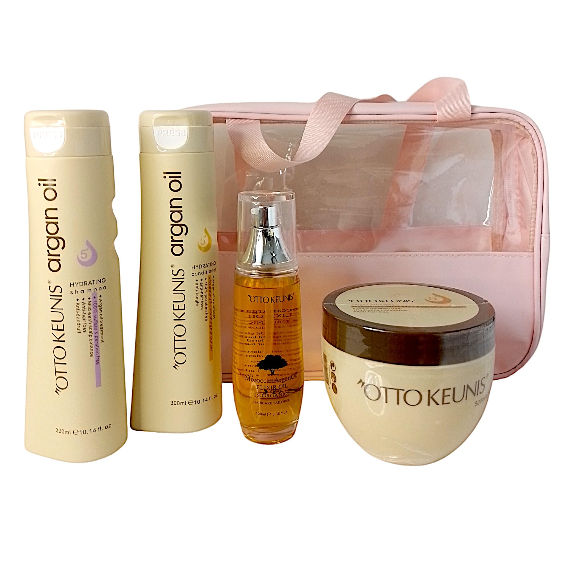 Argan Oil│ Argan Oil Set │Shampoo and Conditioner │ Hair Mask│ Argan Oil Elixir for a comprehensive hair treatment │Special for hot and humid climates │ Pink Gift bag │USA formula products.