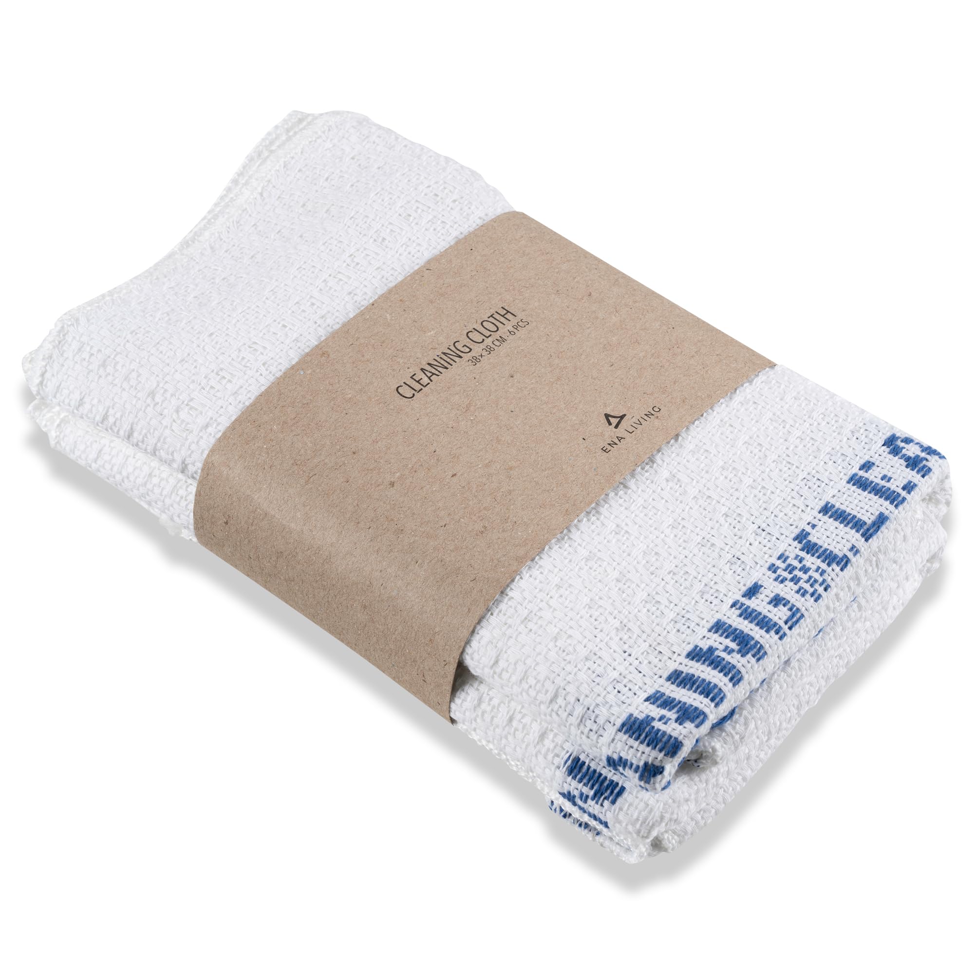 ENA Living Pack of 6 100% Cotton Tea Towels | 38x38cm | Household Essentials for Washing Up and Cleaning. Long Lasting, Large Kitchen Towels