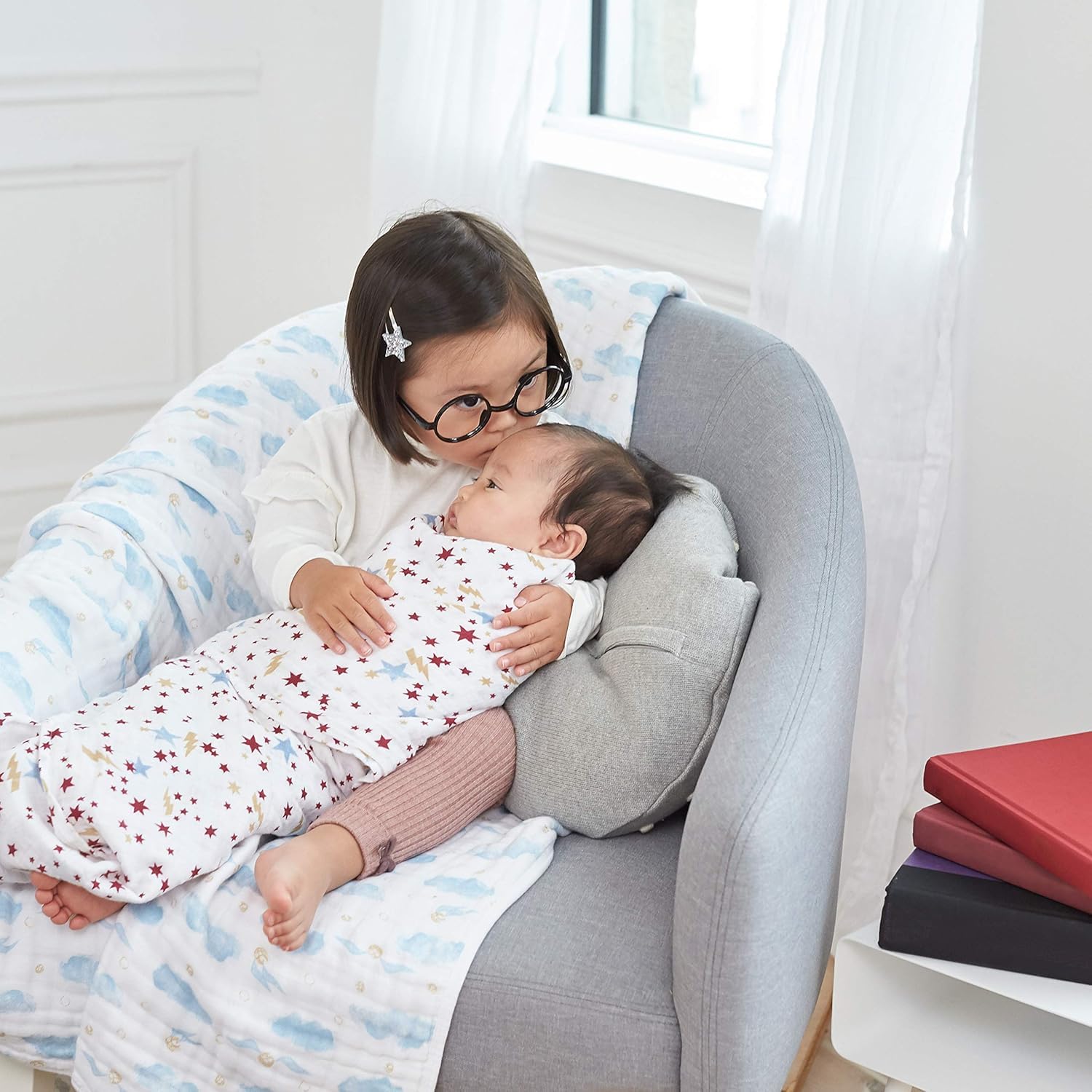 aden + anais - Couverture Bébé 100% Coton - Harry Potter - Couverture pour Nouveau-Né en Mousseline de Coton Douce - Qualité Premium - pour Fille et Garçon dès la Naissance - Multicolore, 120x120 cm