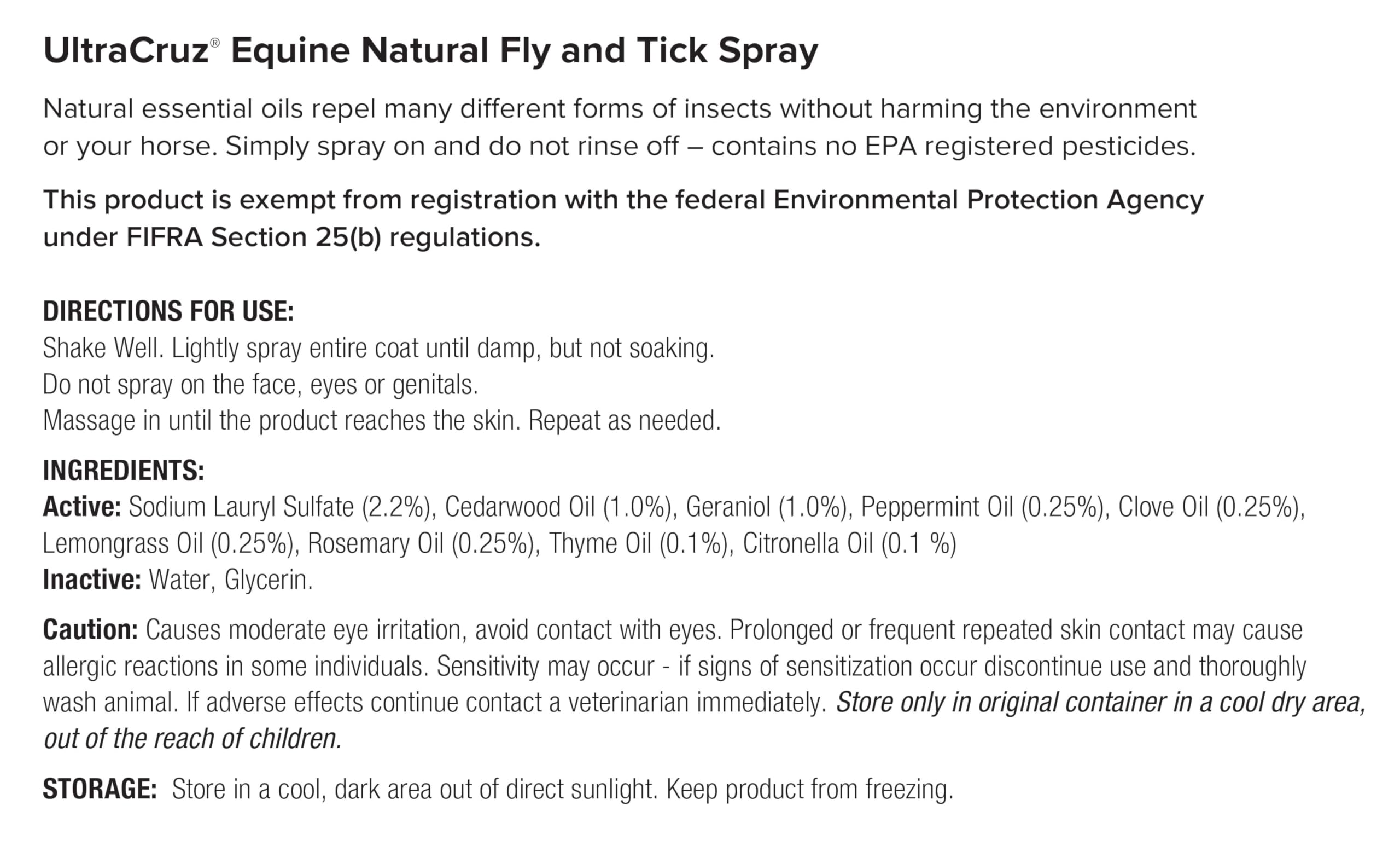 UltraCruz Equine Natural Spray anti-mouches et tiques 473 ml