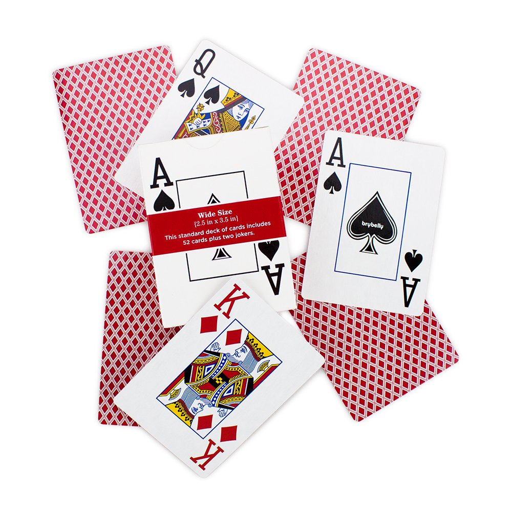 Brybelly Rot Kunststoffbeschichtete Spielkarten, Gro, Jumbo-Index, 8,9 x 6,3 cm, 54 Karten + 2 Joker, Klassisch, Fr Alle Altersgruppen