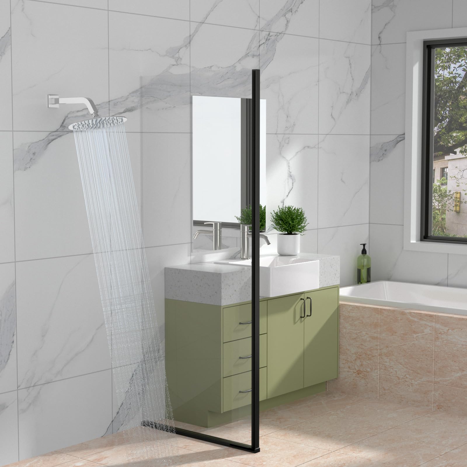 Lordear 10 Inch Shower Arm Extension - 304 Stainless Steel Rain Shower Head Arm With Flange, Chrome