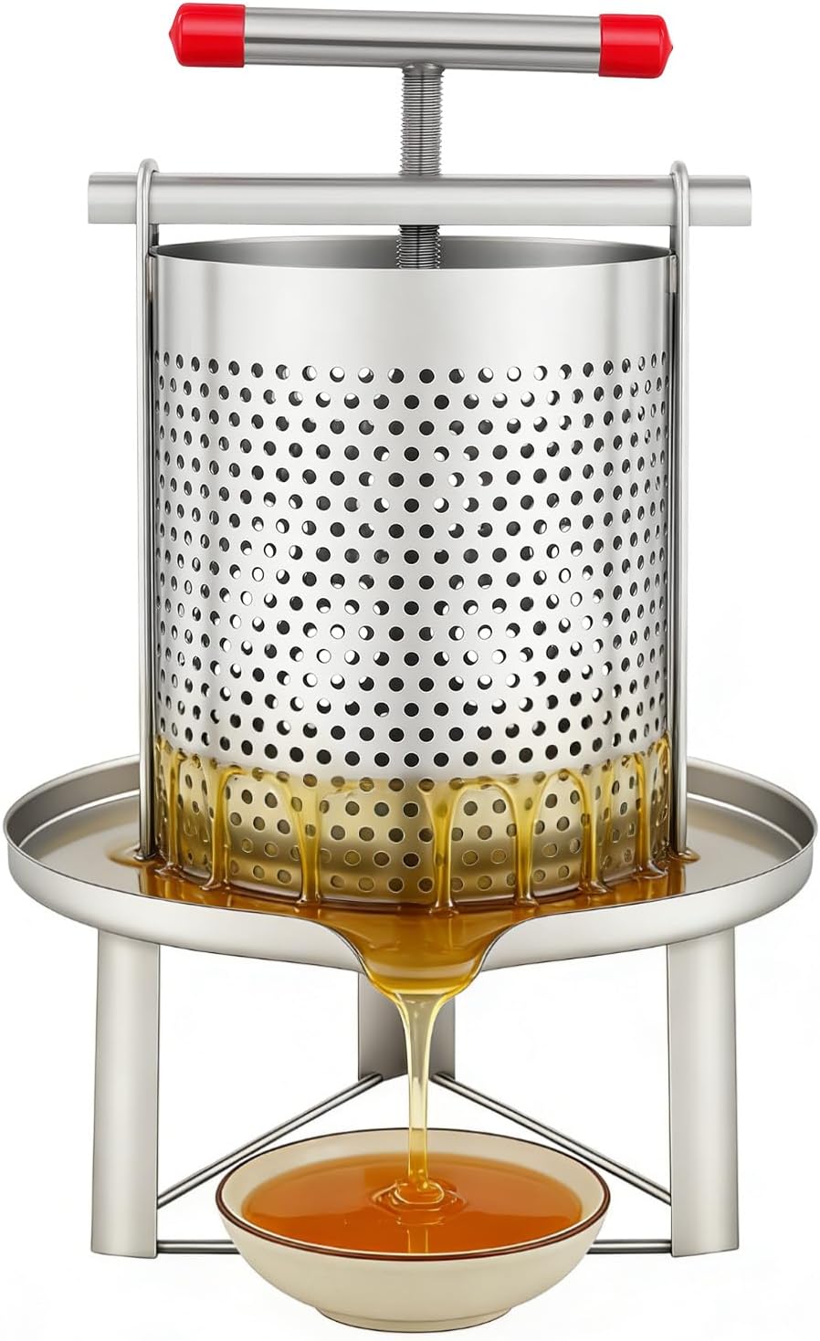 Manual Honey Mesh Honey Extractor Honey Press Paraffin Machine Tool Food Grade Stainless Steel Home Specialty Honey Press Wax Centrifuge Equipment