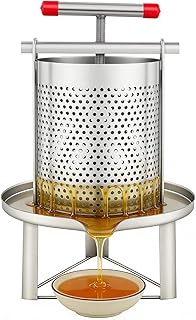 Mesh Honey Press Machine Household Manual Honey Press Wax Press Beekeeping Tool 304 Stainless Steel Extractor Beekeeping Tool for Beekeeping Agriculture Vertical Stripe Silver