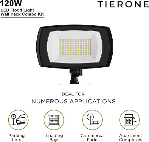 Miniatura 4 de Luz de inundación LED para exteriores con fotocélula del anochecer al amanecer, luz de seguridad al aire libre de 120 W, para jardines, patios