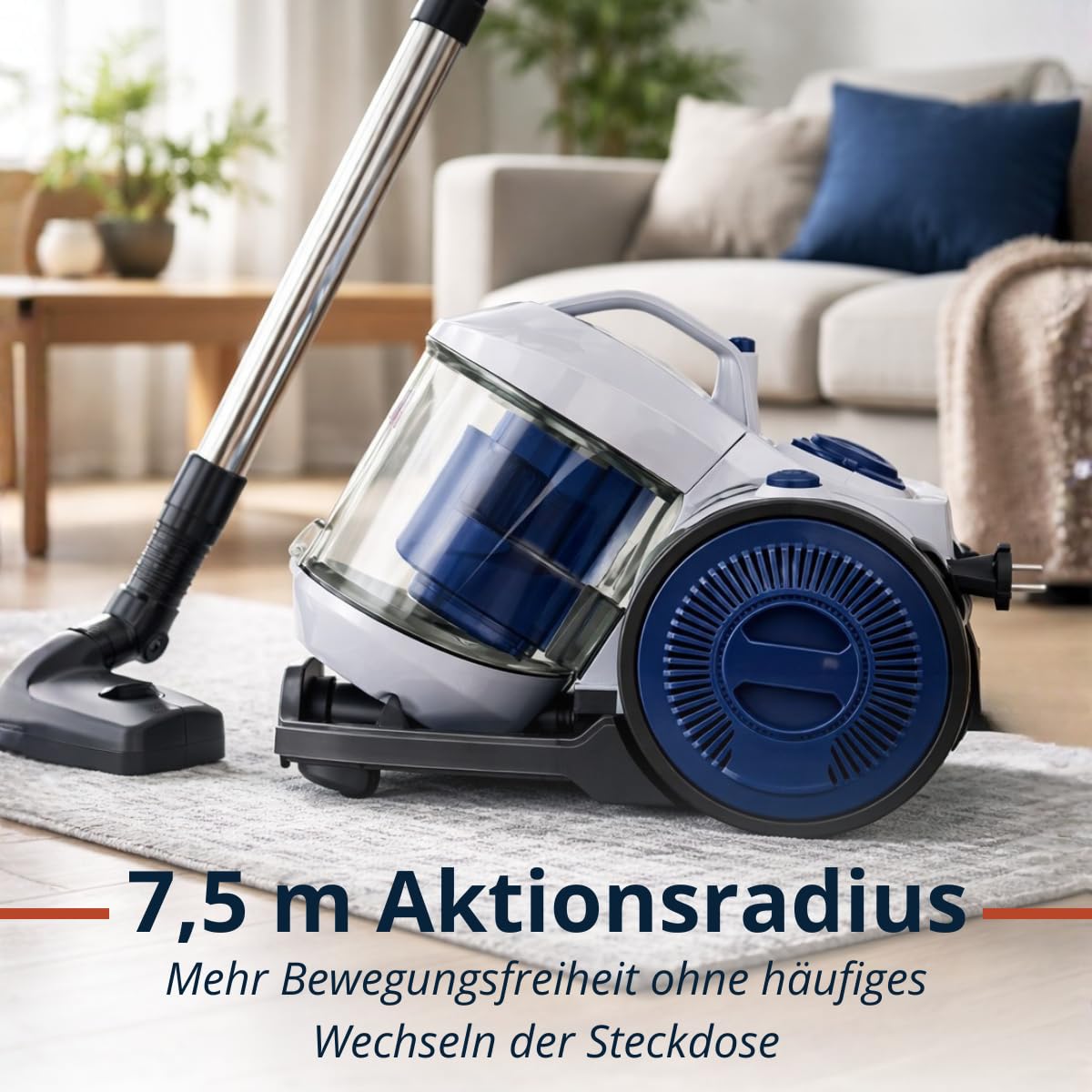 Dirt Devil Staubsauger ohne Beutel DD2503 – Staubsauger 800W HEPA 12 Filter – mit Kombibürste, Fugendüse und Möbelaufsatz – Staubsammelbehälter 2,2 l, Ot Weiß