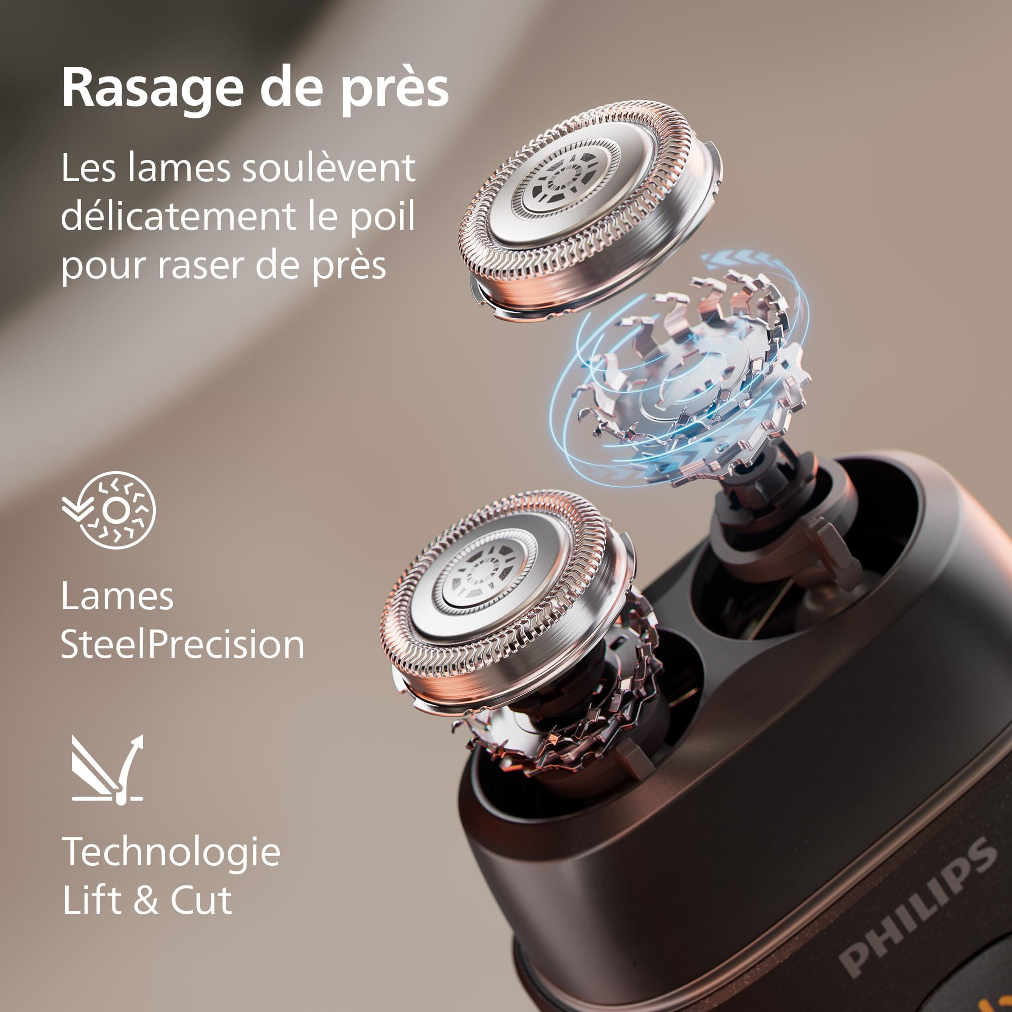 Rasoir Philips série 500 – électrique et compact, Lift & Cut, lames Dual SteelPrecision, têtes flottantes 3D, poils secs ou mouillés, étui de voyage, verrouillage, couvercle magnétique, modèle S595/05