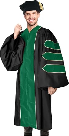 Unisex Deluxe Doctoral Graduation Gown with Tam 8-Sided Package for Doctoral Regalia