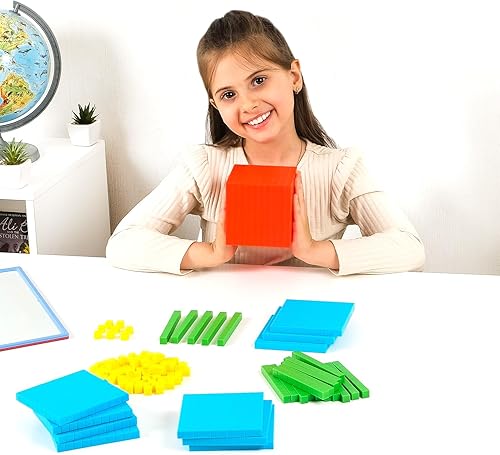 Miniatura 6 de Simply magic 131 bloques base de diez bloques para matemáticas Bloques de valor posicional, base 10 manipulativos matemáticos K-3, contadores de