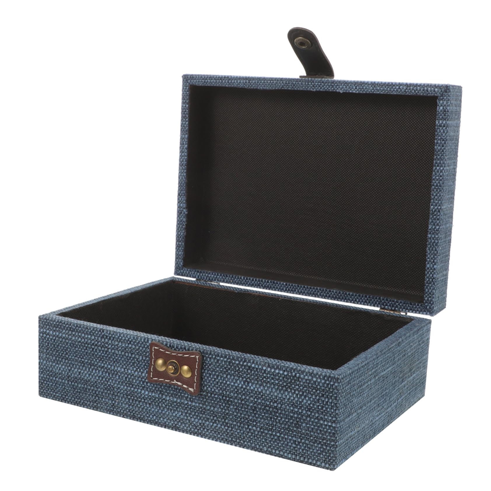 Texture lin pour ce coffret à bijoux bleu sarcelle grand modèle bois