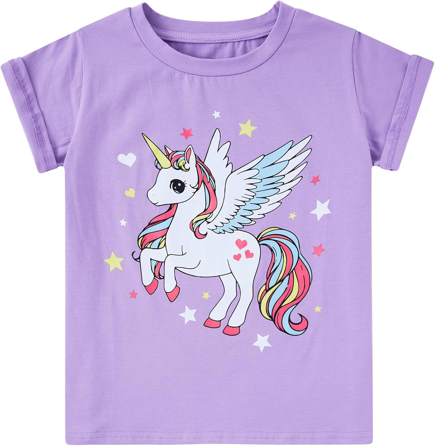 Funnycokid Little Girls T Shirt for Toddler 3-7 Years Kids Tee Graphic Short Sleeve Clothes Tops