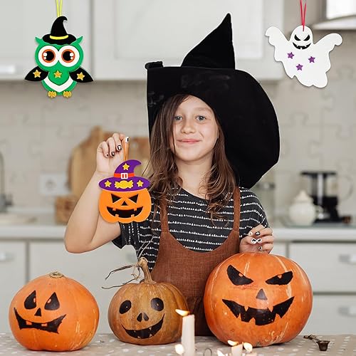 Miniatura 4 de Fennoral Paquete de 12 calcomanías de espuma de Halloween para niños, hazte dueño de Halloween, artes y manualidades para niños, niñas, suministros