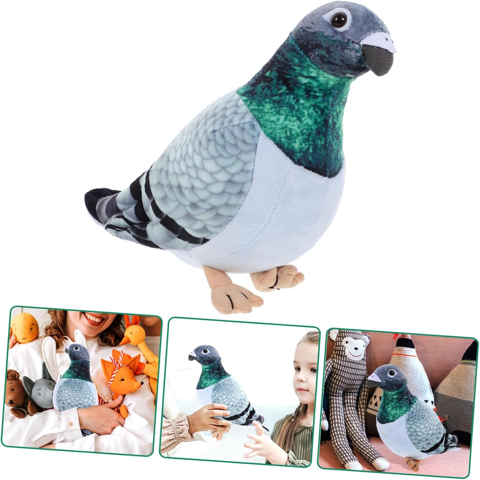 Pigeon Toy, Realistic Stuffed Pigeon Bird Soft Plush Toy for Bedtime Companion and Educational Play, for Birthdays and Special Occasions 3