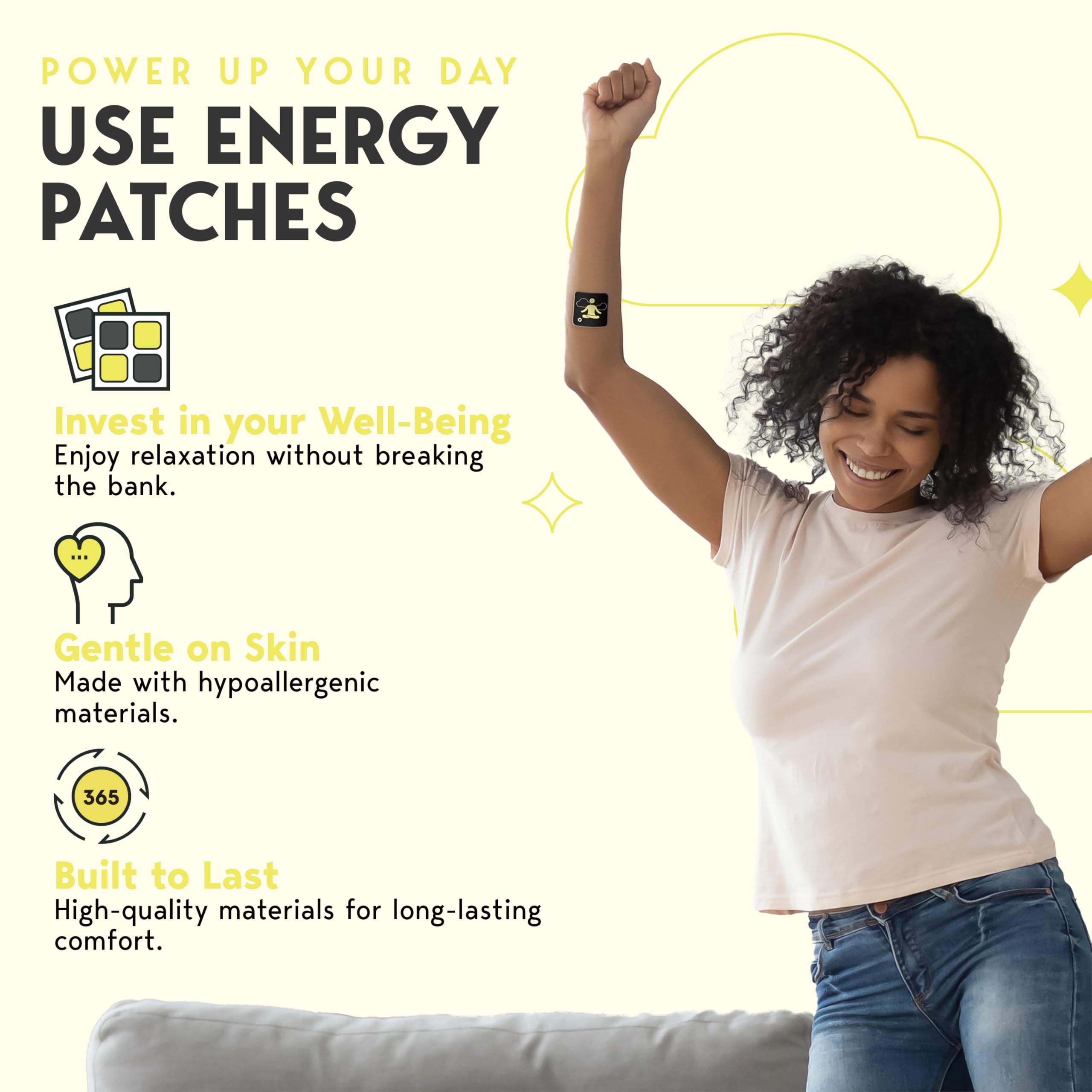 Klova Parches energéticos con cafeína, extracto de té verde, extracto de hoja de menta, vitamina B3 y vitamina B6, para mejorar la vigilia matutina