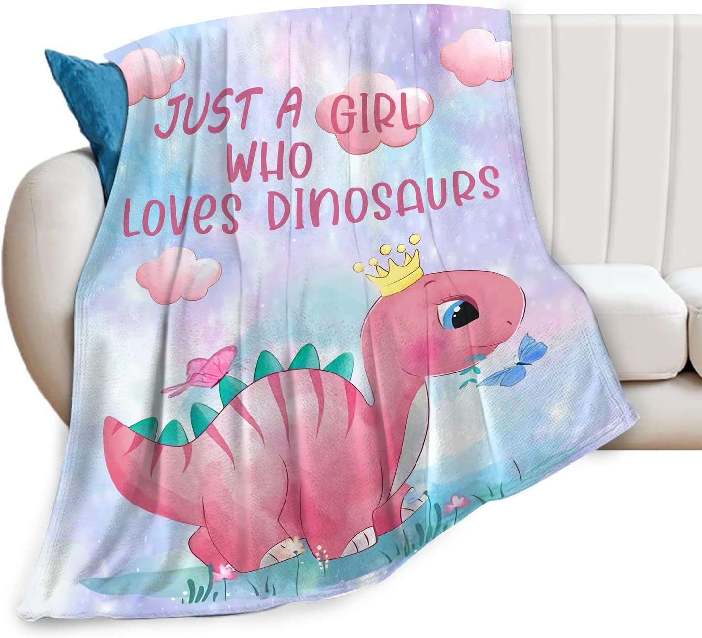 Tijuboni Dinosaur Blanket for Girls Women Gifts Just A Girl