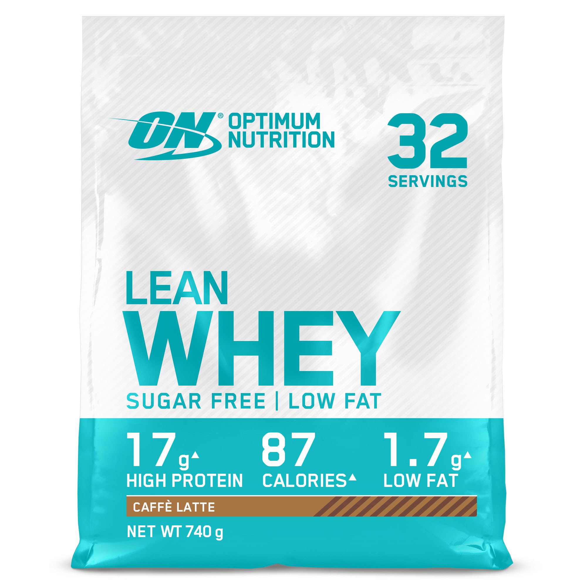 Optimum Nutrition Lean Whey Protein Powder, Low Fat, Sugar Free Diet Protein Powder with Vitamins and Minerals for Muscle Gain and Recovery, Caffe Latte flavour, 32 Servings, 740 g