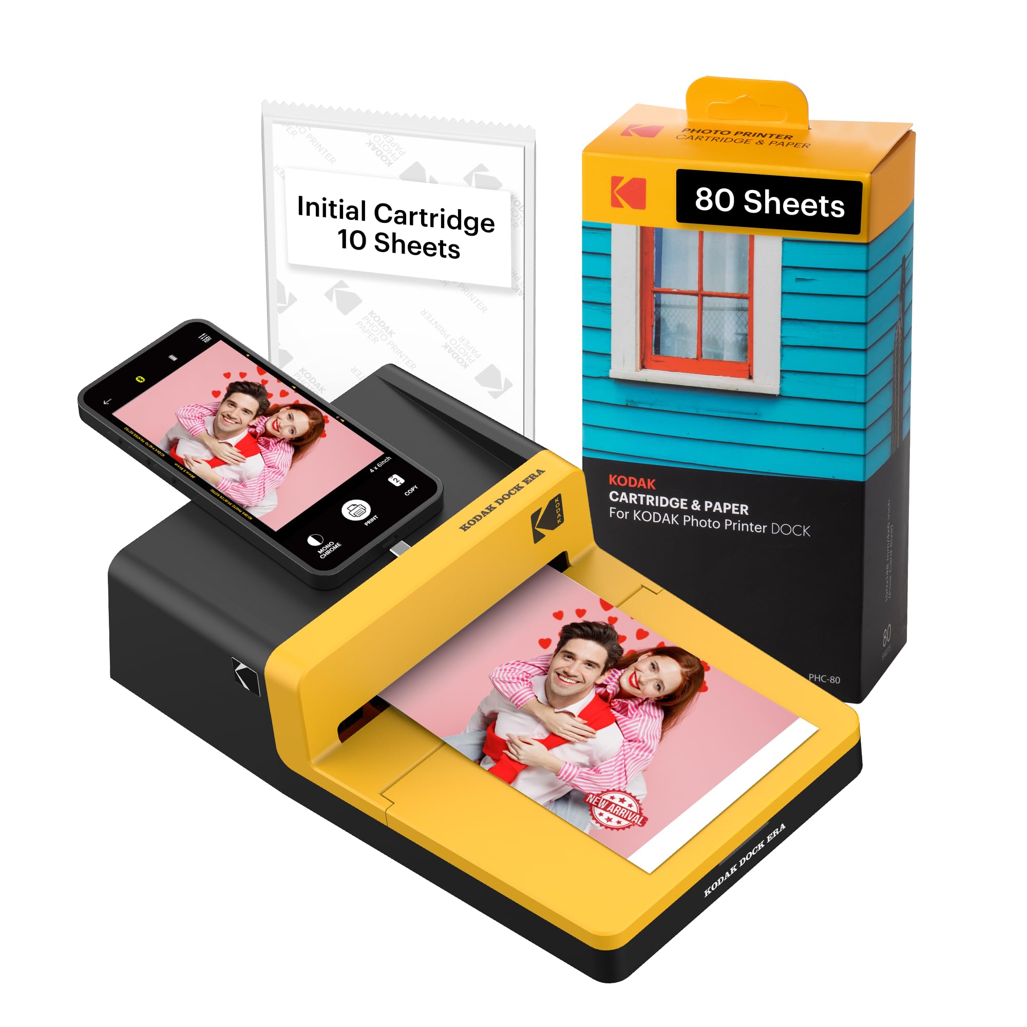 KODAK Dock ERA Plus 4PASS Instant Photo Printer, 4x6 inches, 90 Sheets Bundle