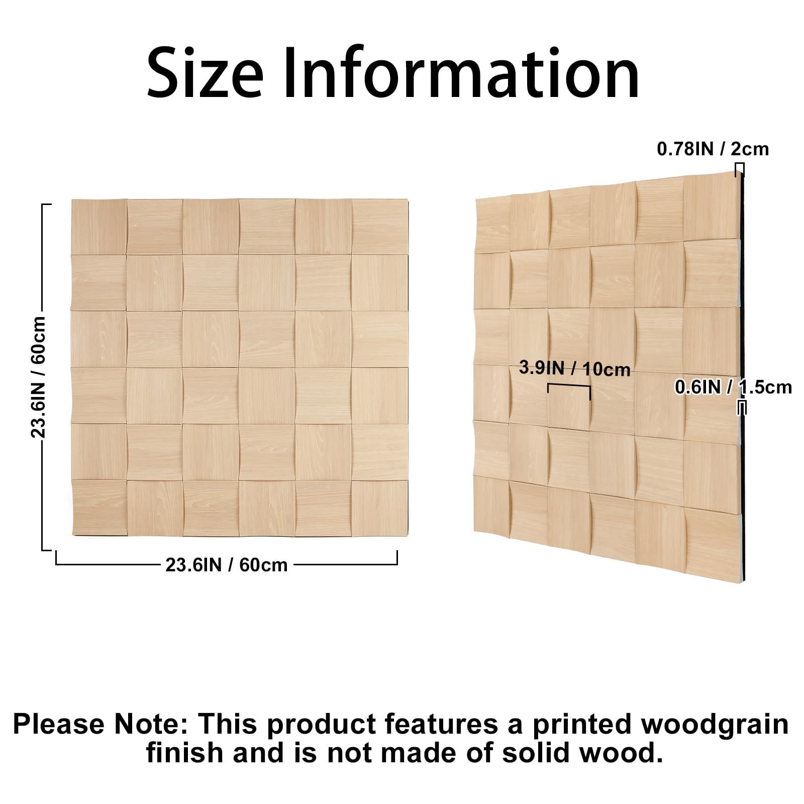 Confezione da 4 pannelli acustici quadrati in legno con venature del legno, pannelli acustici da parete e soffitto, pannelli fonoassorbenti in schiuma 61 x 300 cm, pannelli da parete 3D ad alta