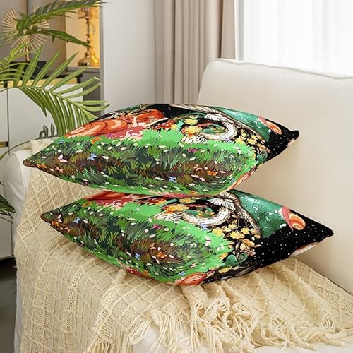 Feelyou Mushroom Throw Pillow Covers 18"X18" Set Of 2 Soft Cartoon Fungus Snail Pattern Cushion Covers For Couch Sofa Floral Botanical Decorative Pillowcases Outdoor Pillows Covers #TOP2