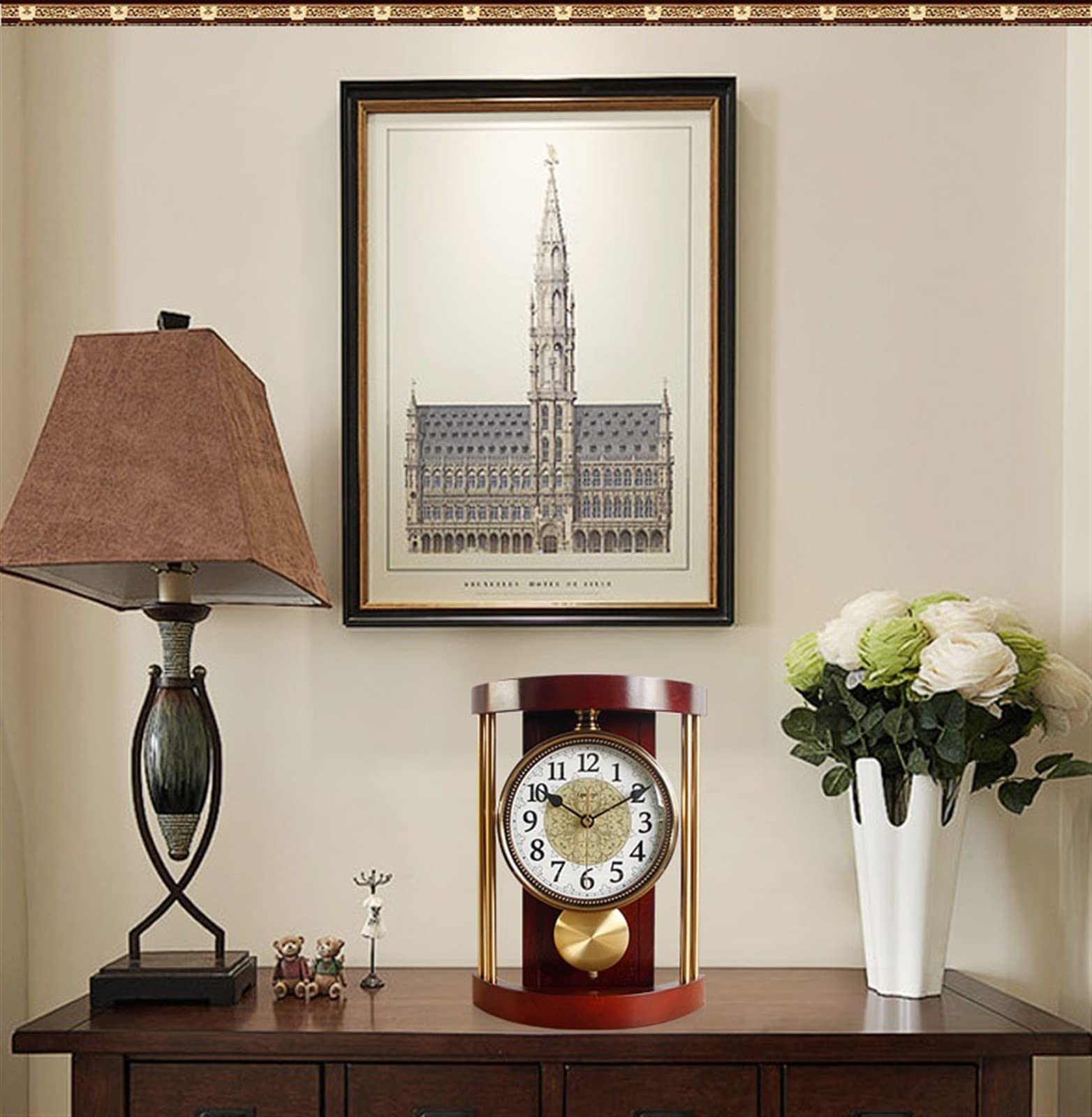 Décorative Horloge de Bureau Classique silencieuse décoration de Bureau rétro Horloge Salon Porche décoration de Bureau pour Bureau Chambre Table