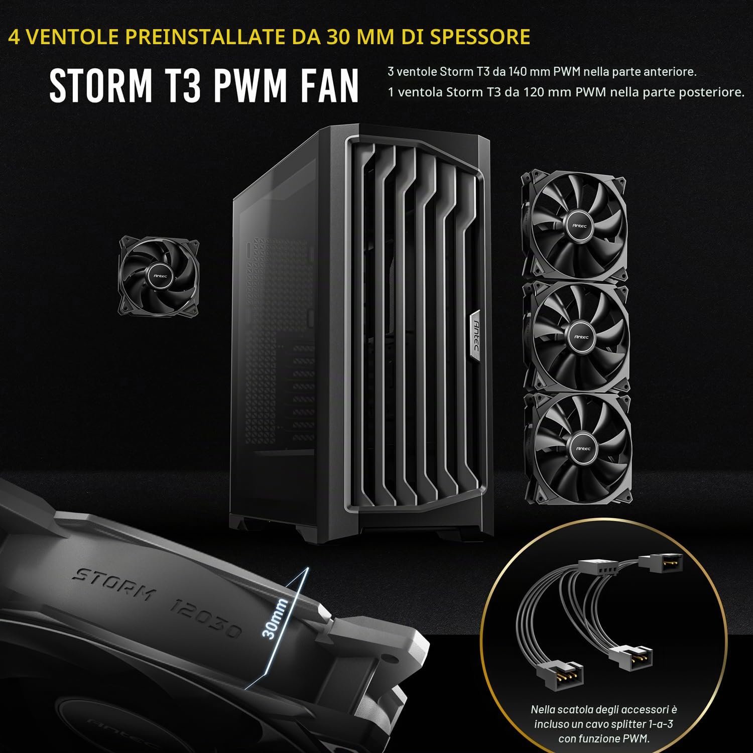 Antec Boitier Grand Tour E-ATX Performance 1 FT con pannelli in vetro (Nero)