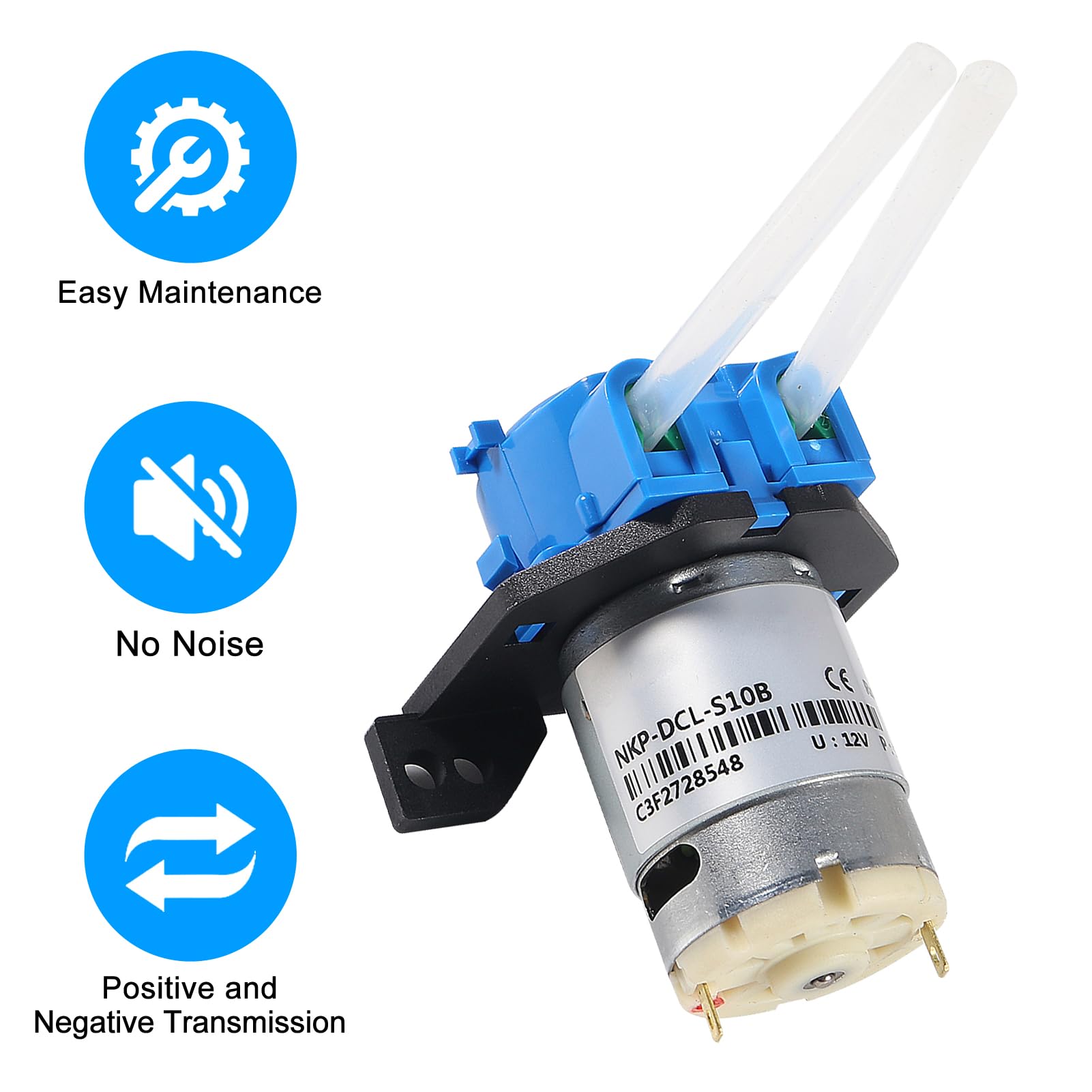 4Pcs DC 12V Self Priming Mute Peristaltic Liquid Pump Dosing Pump L Bracket Lab Peristaltic Water Pumps with Connector for Aquarium Analytical Home Bonsai Irrigation Watering DIY Lab Analytical - Image 2