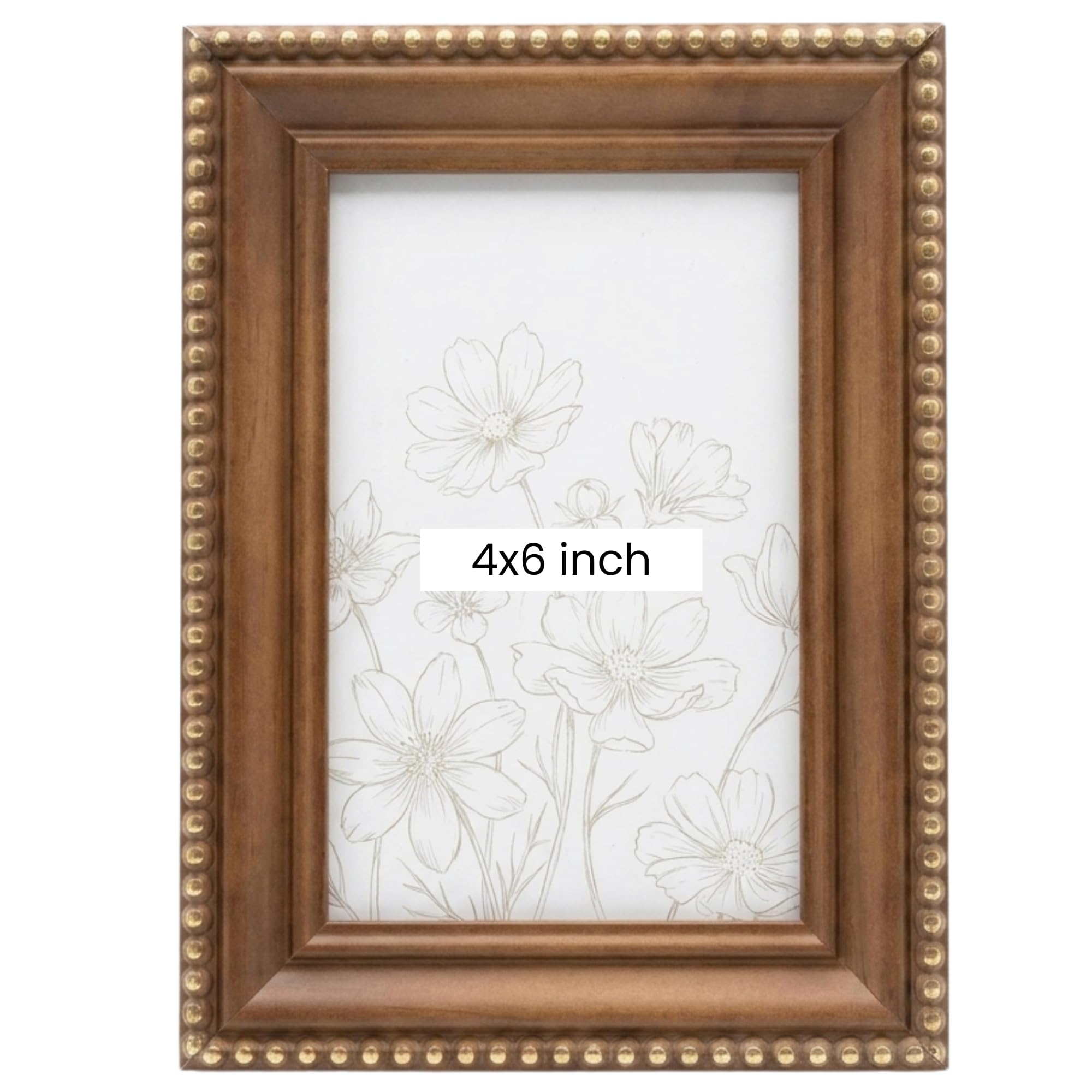 Concepts Brown (Pack Of 1) Pack Of 1-4X6 Brown Pine Bead Frame | Wooden Picture Frame For Photos, Prints, Artwork, Events & Home Decoration