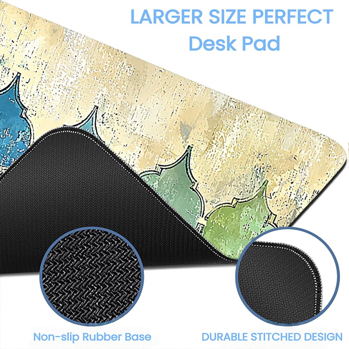 Lpfieonn Retro Großes Schreibtischunterlage, XXL Schreibtischunterlagen, Beige XXL Wasserdicht Gaming Mousepad mit Vernähter Rand und Rutschfeste Gummibasis, für Laptop/Hause/Büro 120x60cm PF-2913